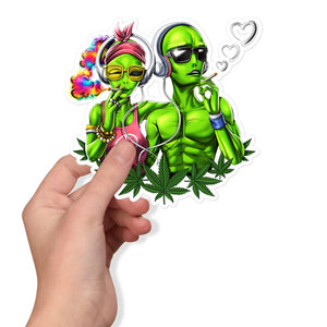 Alien Smoking Weed Sticker, Weed Aliens Stickers, Hippie Sticker, Stoners Decals, Marijuana Stickers, Cannabis Sticker, Stoner Sticker - Psychonautica Store