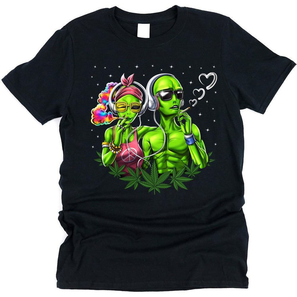 Alien Smoking Weed Shirt, Alien Hippie Shirt, Stoners Shirt, Weed Shirt, Psychedelic Tee, Hippie Clothes, Weed Clothing - Psychonautica Store