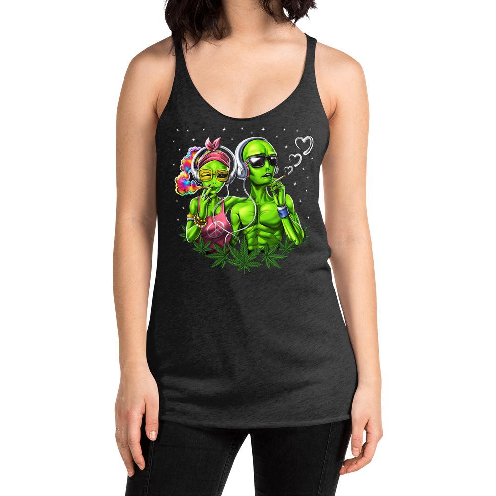 Aliens Smoking Weed, Alien Weed Tank, Hippie Tank, Womens Weed Tank, Stoner Clothes, Psychedelic Tank Top, Hippie Clothing - Psychonautica Store