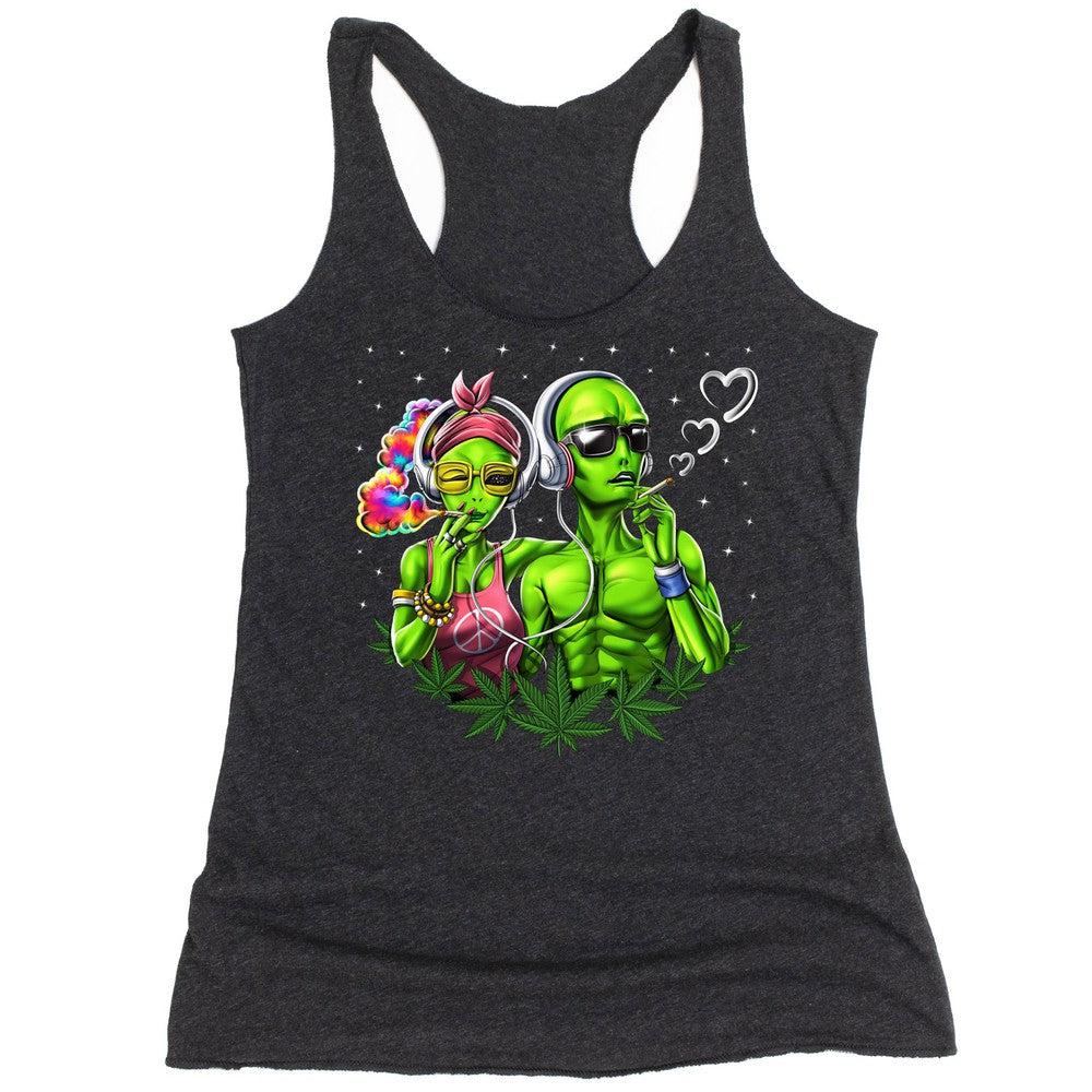 Aliens Smoking Weed, Alien Weed Tank, Hippie Tank, Womens Weed Tank, Stoner Clothes, Psychedelic Tank Top, Hippie Clothing - Psychonautica Store