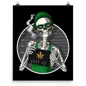 Skeleton Weed, Stoner Poster, Cannabis Poster, Skeleton Smoking Weed, Mugshot Poster, Stoner Gifts, Cannabis Poster - Psychonautica Store