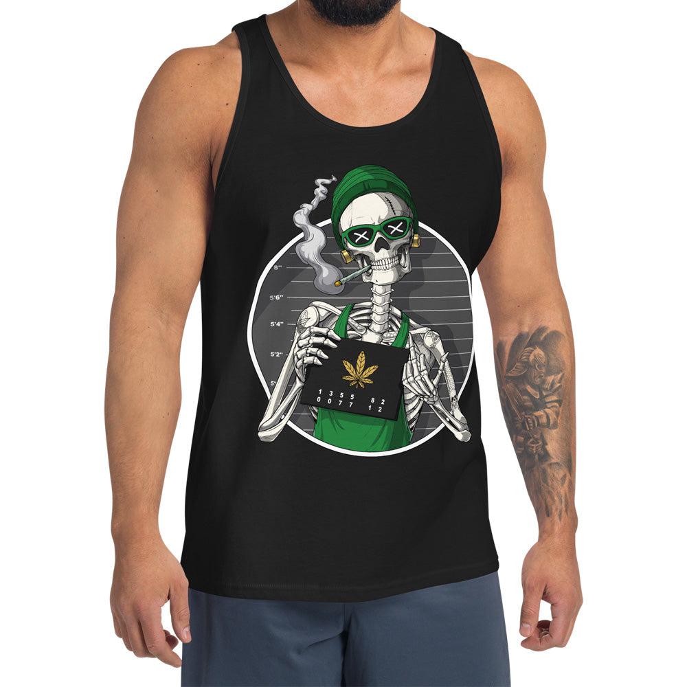 Skeleton Weed Tank, Weed Tank Top, Stoner Tank, Stoner Clothes, Weed Clothing, Cannabis Tank, Marijuana Clothing, Festival Clothing - Psychonautica Store