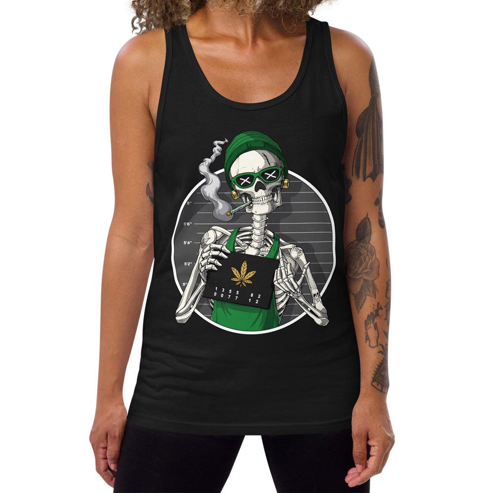 Skeleton Weed Tank, Weed Tank Top, Stoner Tank, Stoner Clothes, Weed Clothing, Cannabis Tank, Marijuana Clothing - Psychonautica Store