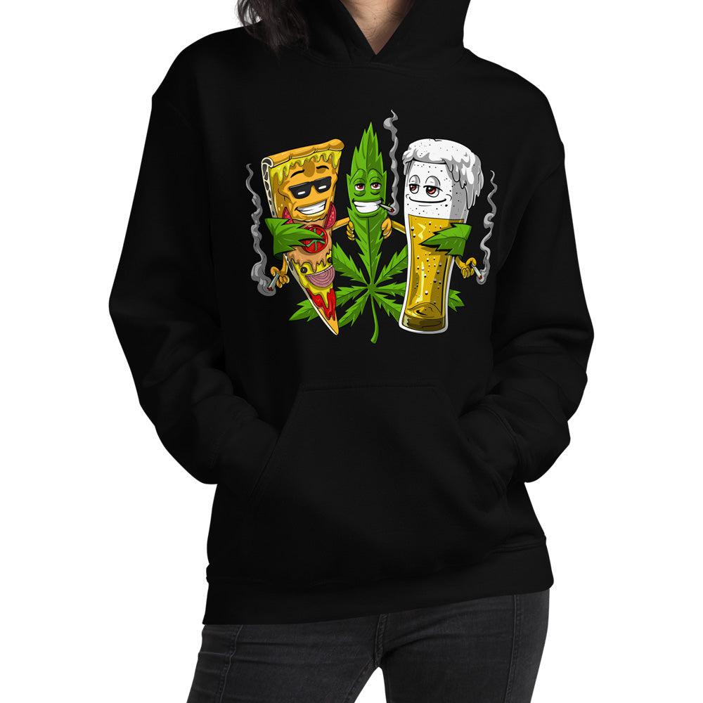 Weed Hoodie, Weed Beer Pizza, Stoner Hoodie, Stoner Clothes, Weed Clothing, Cannabis Hoodie, Marijuana Hoodie, Stoner Apparel - Psychonautica Store