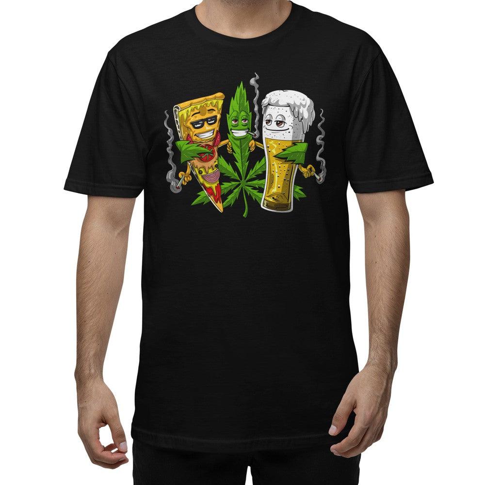 funny pothead shirts Weed Beer Pizza Funny Cannabis Stoner Party T-Shirt