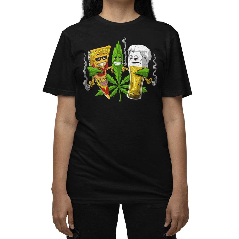 pothead apparel Weed Beer Pizza Funny Cannabis Stoner Party T-Shirt