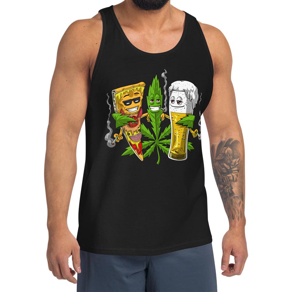 Weed Pizza Beer Tank, Stoner Tank, Stoner Clothes, Weed Clothing, Cannabis Mens Tank, Marijuana Tank - Psychonautica Store