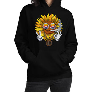 Sunflower Hippie Hoodie, Sunflower Hippie Stoner Hoodie, Sunflower Smoking Weed Hoodie, Cannabis Sunflower Clothes, Hippie Stoner Clothing - Psychonautica Store