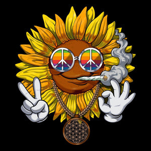 Sunflower Hippie, Sunflower Hippie Stoner, Sunflower Smoking Weed, Cannabis Sunflower, Hippie Stoner - Psychonautica Store