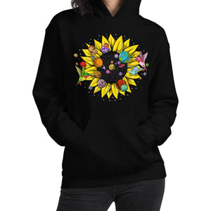 Psychedelic Sunflower Hoodie, Psychedelic Solar System Hoodie, Hippie Sunflower Hoodie, Trippy Sunflower Sweatshirt, Psychedelic Space Clothes, Floral Hippie Boho Clothing - Psychonautica Store