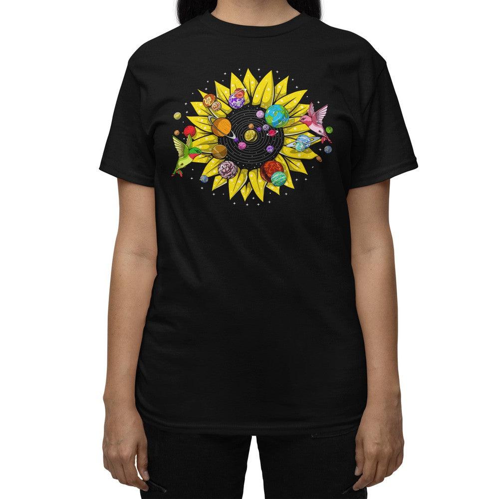 Psychedelic Sunflower T-Shirt, Psychedelic Solar System Shirt, Hippie Sunflower Shirt, Trippy Sunflower Shirt, Psychedelic Space Clothes, Floral Hippie Boho Clothing - Psychonautica Store