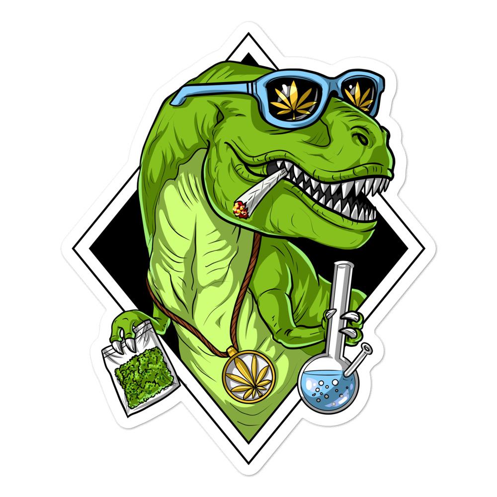 Dinosaur Smoking Weed Sticker, T-Rex Dinosaur Stickers, Weed Sticker, Stoner Stickers, Cannabis Decals, Stoner Decal, Marijuana Stickers - Psychonautica Store