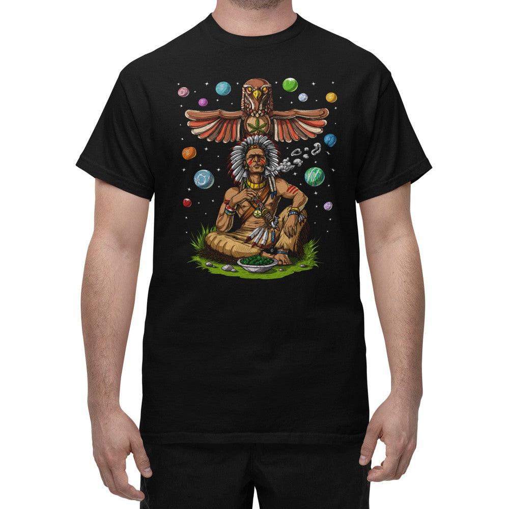 Native American Chief Smoking Weed T-Shirt, Native American Chief Shirt, Weed Shirt, Stoner Shirt, Cannabis Shirt, Psychedelic T-Shirts - Psychonautica Store