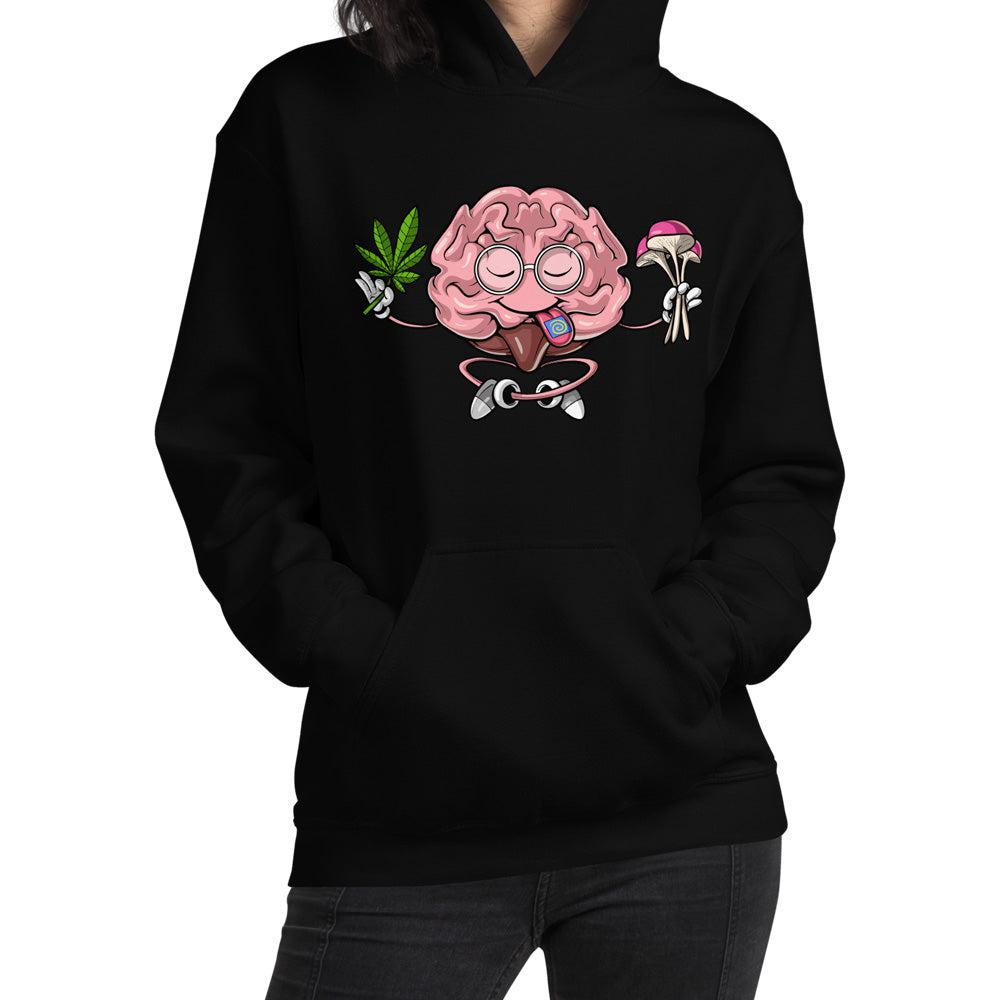 Psychedelic Brain Hoodie, Trippy Brain Hoodie, Funny Weed Hoodie, Hippie Clothes, Stoner Hoodie, Stoner Clothing - Psychonautica Store