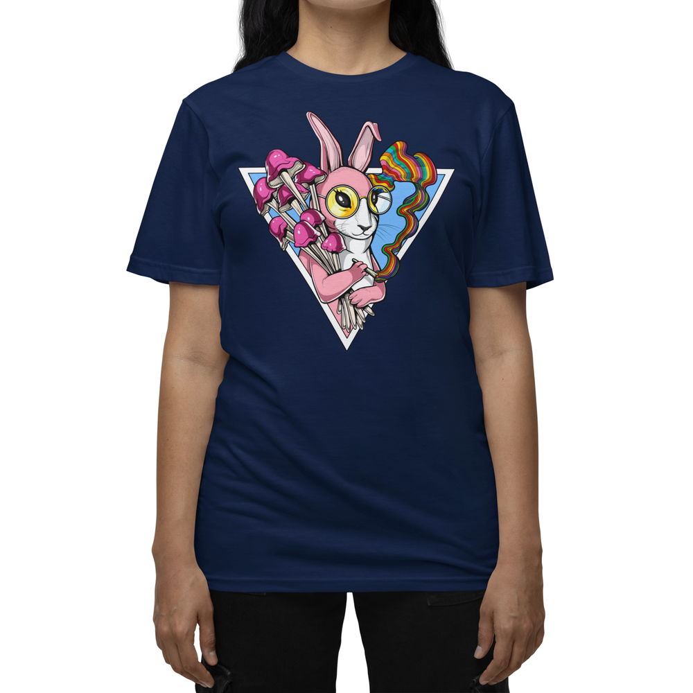 Rabbit Smoking Weed Shirt, Psychedelic Rabbit Shirt, Trippy Rabbit Shirt, Hippie Rabbit Tee, Magic Mushrooms Rabbit - Psychonautica Store