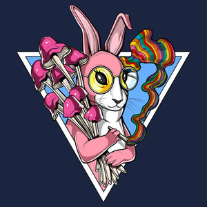 Rabbit Smoking Weed, Psychedelic Rabbit, Trippy Rabbit, Hippie Rabbit, Magic Mushrooms Rabbit - Psychonautica Store