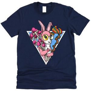 Rabbit Smoking Weed Shirt, Psychedelic Rabbit Shirt, Trippy Rabbit Shirt, Hippie Rabbit Tee, Magic Mushrooms Rabbit - Psychonautica Store