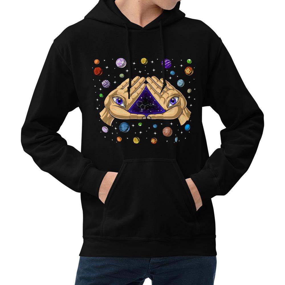 Black Psychedelic fractal Alien zipper Hoodie Zoodie - Ayahuasca Dmt Goa Psytrance Hoody 2024 Party Festival