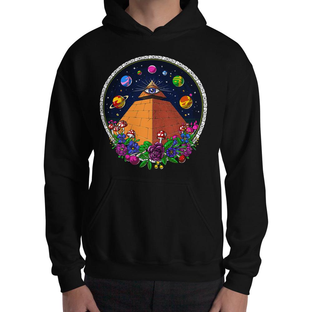 Psychedelic Pyramid Hoodie, Egyptian Pyramids Hoodie, Trippy Pyramid Hoodie, Hippie Clothes, Festival Clothing - Psychonautica Store