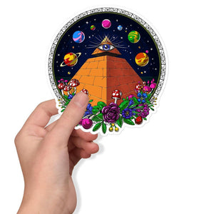 Psychedelic Pyramid Sticker, Trippy Pyramid Sticker, Illuminati Pyramid Sticker, Hippie Stickers, Trippy Decals, Magic Mushrooms Decal - Psychonautica Store