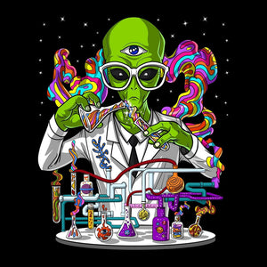 Psychedelic Alien, Trippy Alien, Alien Scientist, Psychedelic Scientist, Alien Chemistry - Psychonautica Store