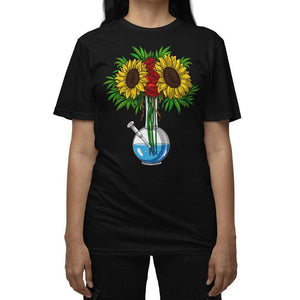 Weed Bong T-Shirt, Hippie Floral T-Shirt, Hippie Stoner T-Shirt, Marijuana Clothes, Hippie Clothing, Hippie Apparel, Sunflower Shirt - Psychonautica Store