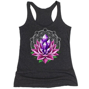 Lotus Flower Womens Tank, Yoga Lotus Tank Top, Floral Hippie Tank, Sacred Geometry Tank Top, Yoga Lotus Womens Tank - Psychonautica