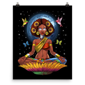 African Hippie Poster, Afro Yoga Art Print, Afrocentric Poster, Black Afro Girl Art Print, Black African Woman Poster, Hippie Yoga Art, African Woman Poster, African Goddess Poster, Black History Poster - Psychonautica Store