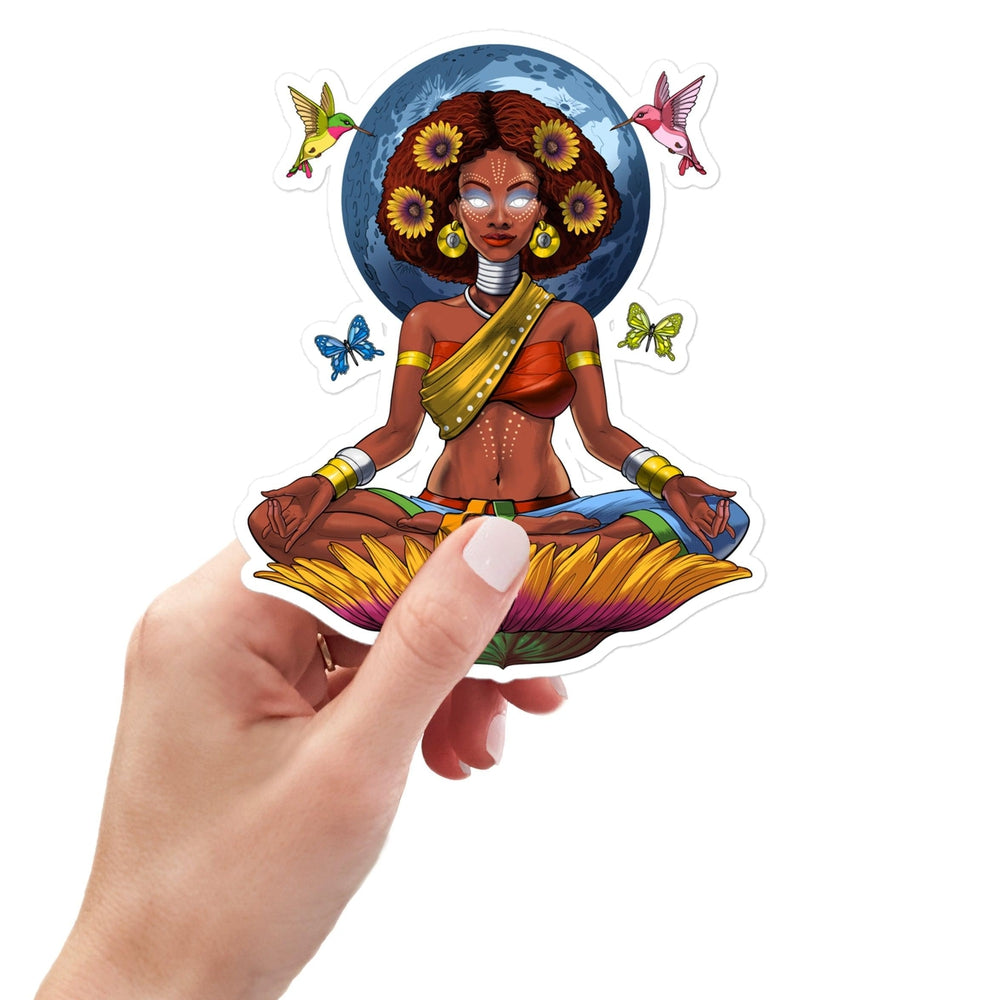 African Hippie Girl Sticker, Afro Yoga Sticker, Afrocentric Stickers, Black Girl Stickers, Black African Girl Sticker, Hippie Afro Girl Decals, African Woman Meditation Sticker, African Goddess Sticker, Black History Month Stickers - Psychonautica Store