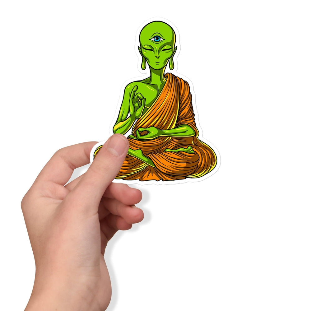 Alien Buddha Sticker, Alien Yoga, Alien Meditation, Psychedelic Alien Sticker, Psychedelic Stickers, Hippie Sticker - Psychonautica Store