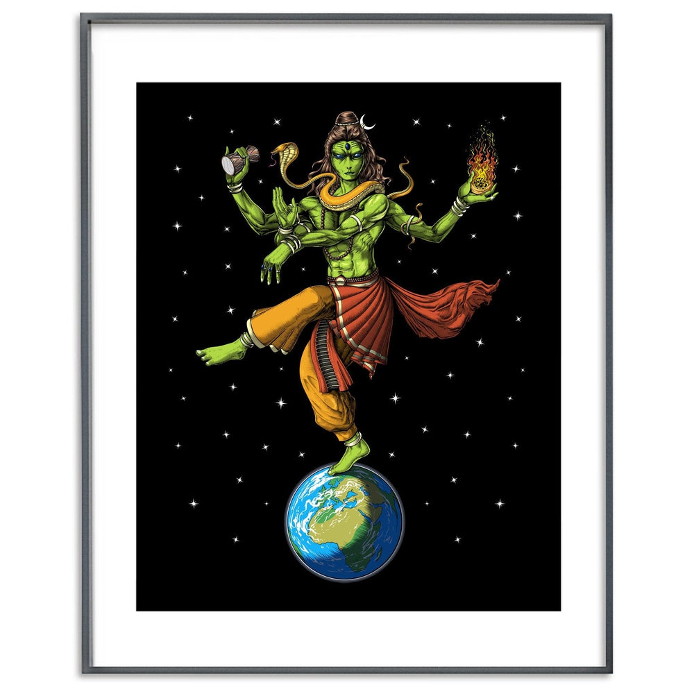 Alien Shiva Poster,Psychedelic Alien Art Print, Alien Yoga Art Print, Shiva Nataraja Poster, Alien Hindu God Poster, Hippie Alien Art Print, Psychedelic Alien Poster - Psychonautica Store