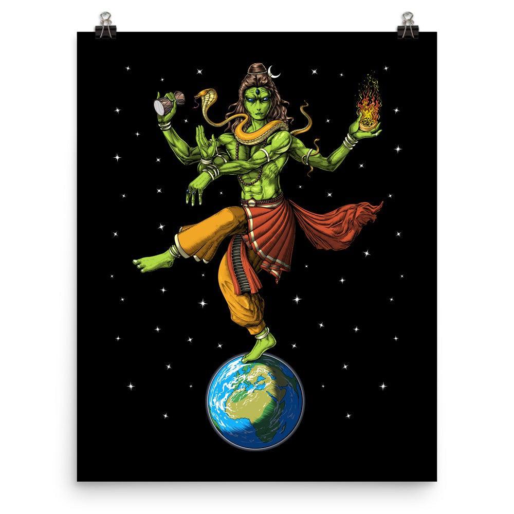 Alien Shiva Poster,Psychedelic Alien Art Print, Alien Yoga Art Print, Shiva Nataraja Poster, Alien Hindu God Poster, Hippie Alien Art Print, Psychedelic Alien Poster - Psychonautica Store