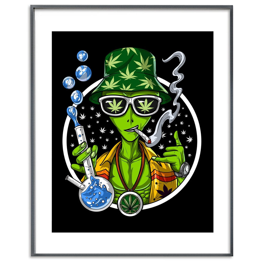 Alien Smoking Weed Art Print