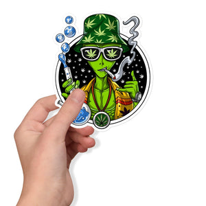 Alien Smoking Weed Sticker, Stoner Stickers, Hippie Stickers, Aliens Stickers, Psychedelic Sticker, Cannabis Sticker, Stoner Decals, Trippy Stickers, Cannabis Sticker - Psychonautica Store