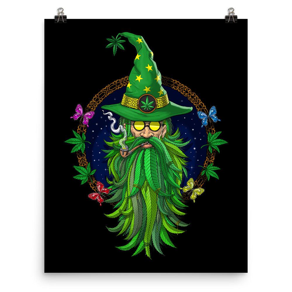 Weed Wizard Poster, Cannabis Wizard Art Print, Hippie Wizard Poster, Hippie Stoner Poster, Marijuana Wizard Poster, Weed Shaman Art Print, Psychedelic Wizard Wall Decor, Psychedelic Shaman Room Decor - Psychonautica Store