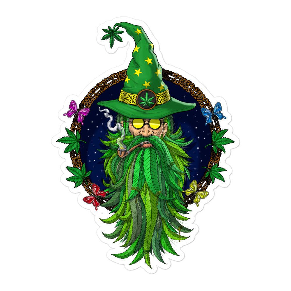 Weed Wizard Sticker, Cannabis Wizard Sticker, Hippie Wizard Decal, Hippie Stoner Stickers, Marijuana Wizard Decals, Weed Shaman Sticker, Psychedelic Wizard Sticker, Psychedelic Shaman Sticker - Psychonautica Store