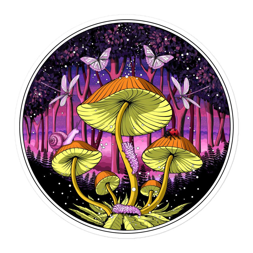 Mushrooms Sticker, Magic Mushrooms Stickers, Psychedelic Mushroom Sticker, Hippie Sticker, Psychedelic Sticker, Trippy Mushrooms Sticker, Psychedelic Forest Sticker - Psychonautica Store