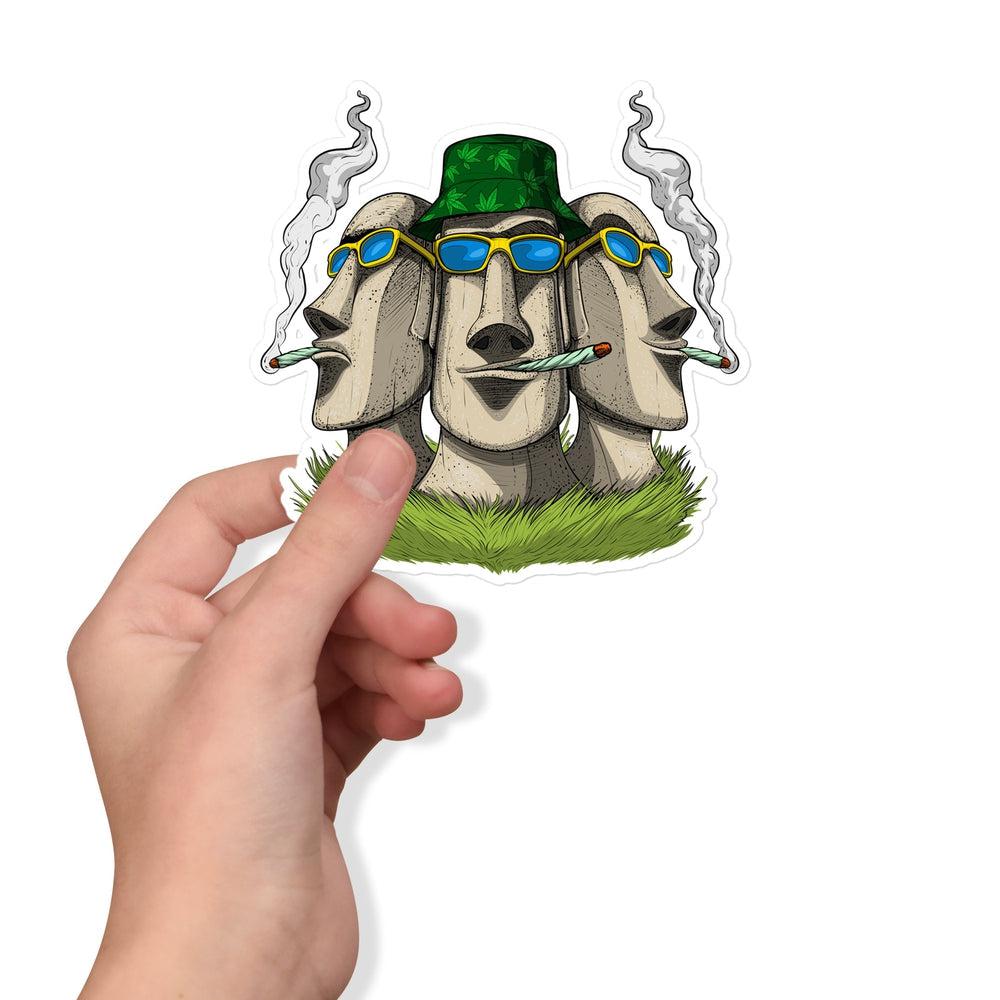 Easter Island Heads Sticker, Moai Heads Stickers, Weed Stickers, Stoner Stickers, Psychedelic Stickers, Easter Island Heads Stickers, Trippt Decals - Psychonautica Store