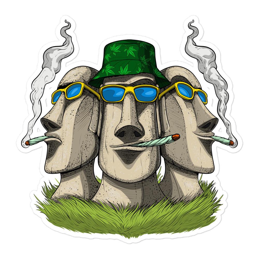 Easter Island Heads Sticker, Moai Heads Stickers, Weed Stickers, Stoner Stickers, Psychedelic Stickers, Easter Island Heads Stickers, Trippt Decals - Psychonautica Store