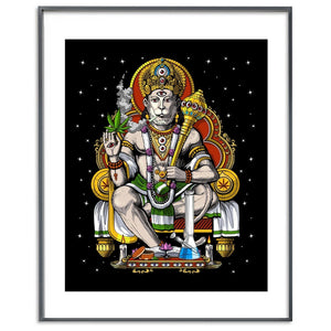 Hindu Hanuman Art Print, Hippie Stoner Posters, Psychedelic Hinduism Art, Hindu Deity Poster, Hanuman Smoking Weed Posters, Trippy Hindu Art Print - Psychonautica Store