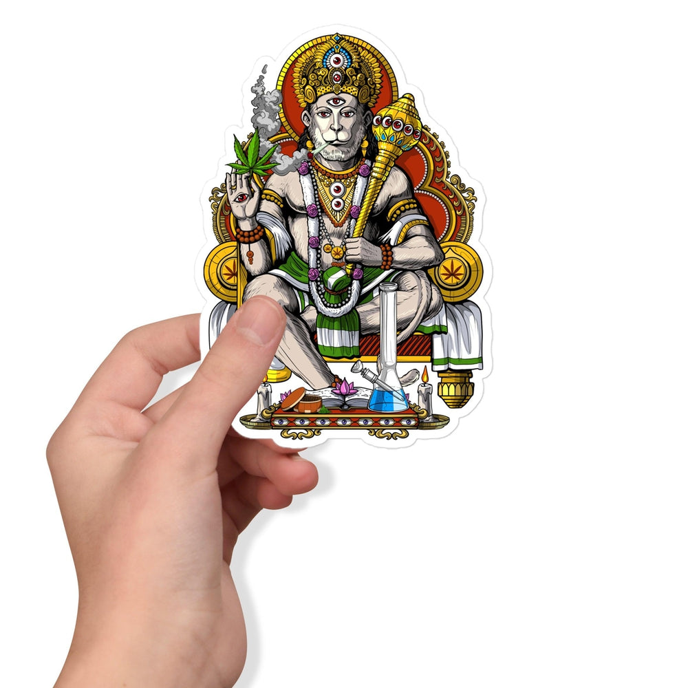 Hindu God Hanuman Sticker, Hippie Stoner Stickers, Psychedelic Hindu Decals, Smoking Weed Stickers, Hindu Deity Sticker, Hanuman Smoking Weed Sticker, Psychedelic Cannabis Sticker - Psychonautica Store