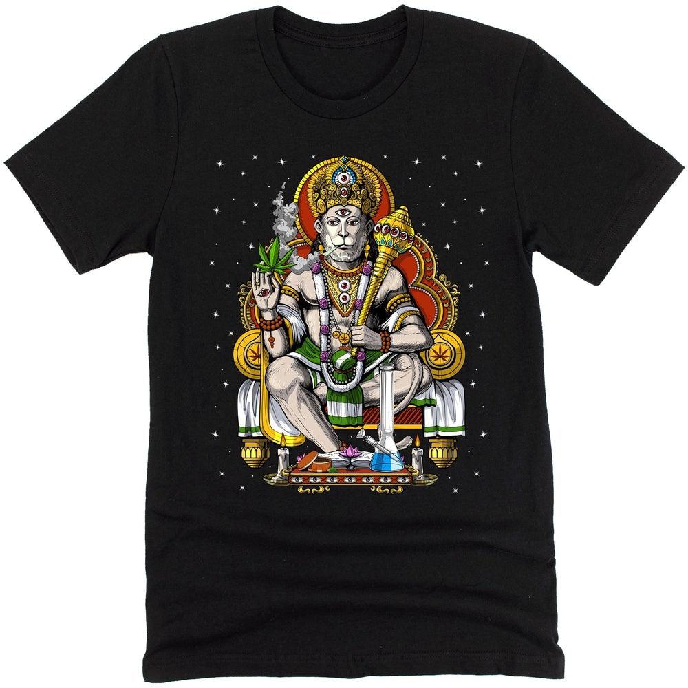 Hindu God Hanuman Shirt, Hippie Stoner Shirts, Psychedelic Hindu Shirt, Smoking Weed Shirt, Hindu Deity Tee, Hanuman Smoking Weed Shirt, Psychedelic Cannabis Clothing - Psychonautica Store