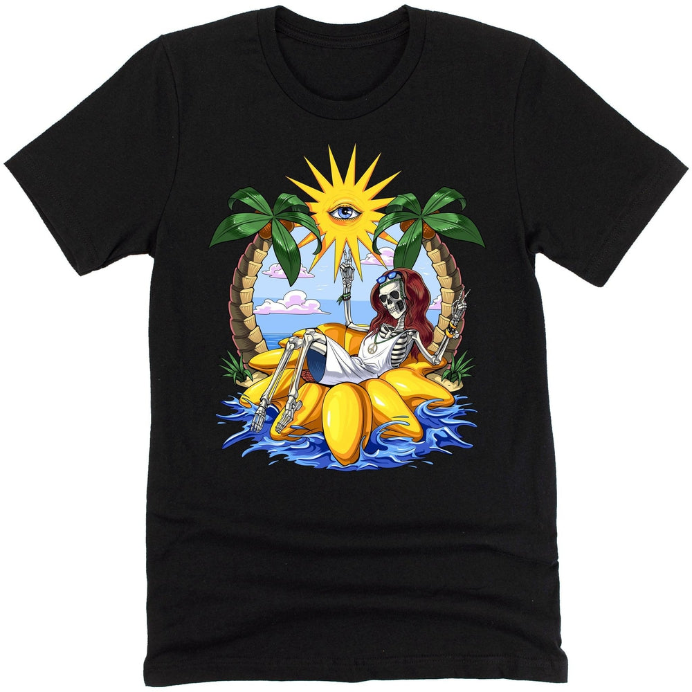 Skeleton Hippie Psychedelic Summer Beach T-Shirt