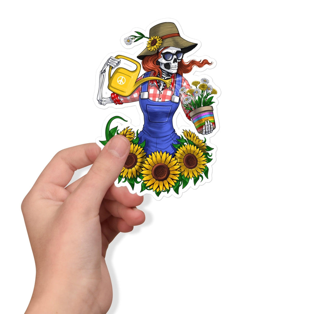 Hippie Sticker, Gardening Stickers, Gardener Stickers, Sunflowers Stickers, Skeleton Hippie Sticker, Floral Hippie Decals, Hippie Sticker - Psychonautica Store