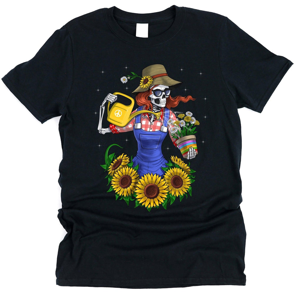 Hippie T-Shirt, Gardening T-Shirt, Gardener Shirt, Sunflowers T-Shirt, Skeleton Hippie T-Shirt, Floral Hippie Clothes, Hippie Clothes - Psychonautica Store