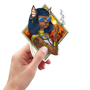 Bastet Sticker, Egyptian Goddess Sticker, Hippie Sticker, Stoner Stickers, Egyptian Cat Decal, Bastet Cat Sticker, Egyptian Mythology Sticker - Psychonautica Store