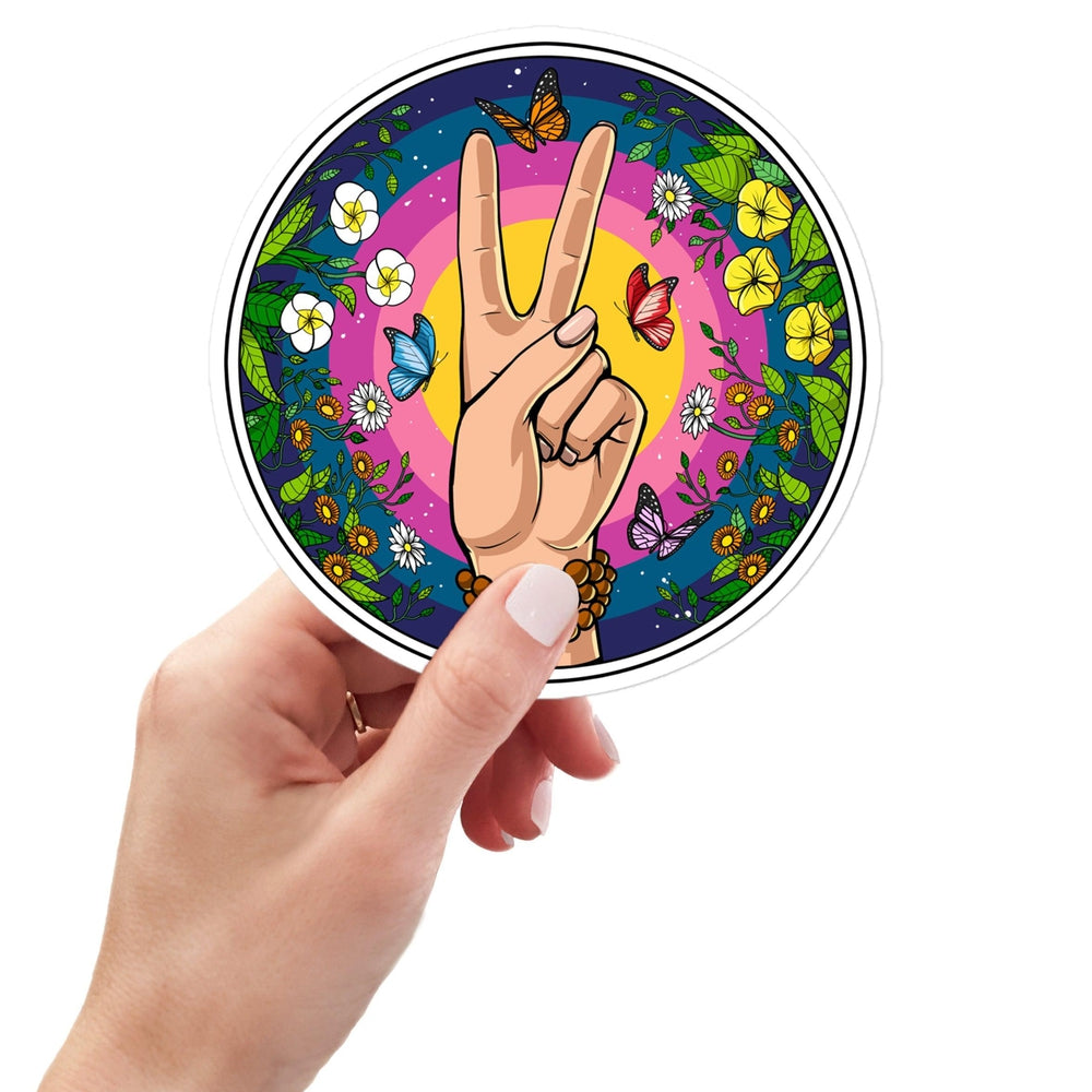 Hippie Peace Sticker, Hippie Decals, Floral Hippie Sticker, Floral Boho Stickers, Hippie Flowers Decal, Hippie Vibes - Psychonautica Store