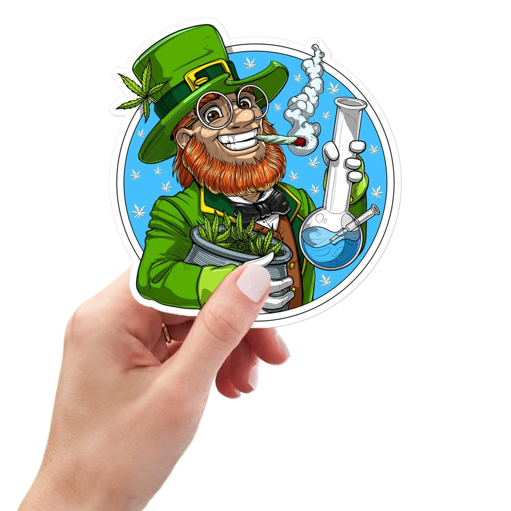 Leprechaun Smoking Weed Sticker, Leprechaun St Patrick Sticker, Leprechaun Cannabis Sticker, St Patricks Weed Sticker, Irish Stoner Sticker, Stoner Decal - Psychonautica Store