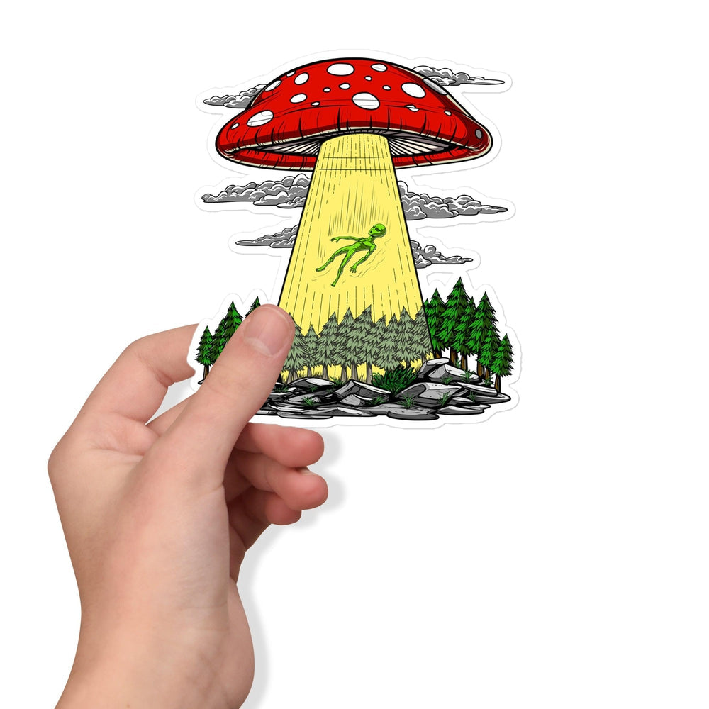 Magic Mushroom Sticker, Alien Abduction Sticker, Psychedelic Alien Sticker, Hippie Mushroom Sticker, Psychedelic Alien Sticker, Alien UFO Sticker, Trippy Mushrooms Stickers - Psychonautica Store