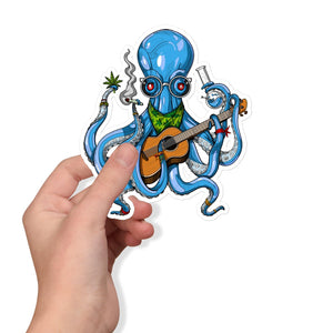 Octopus Smoking Weed Sticker, Weed Stickers, Stoner Sticker, Hippie Stickers, Cannabis Decals, Marijuana Sticker, Ganja Decal - Psychonautica Store